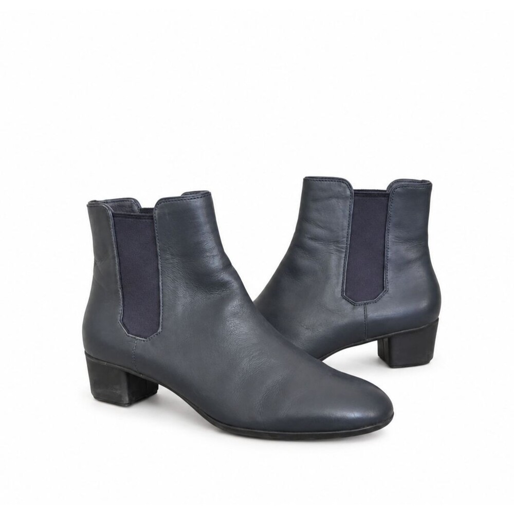 Camper Dark Navy Blue Leather Chelsea Ankle Boots Block Heel Womens EU 41